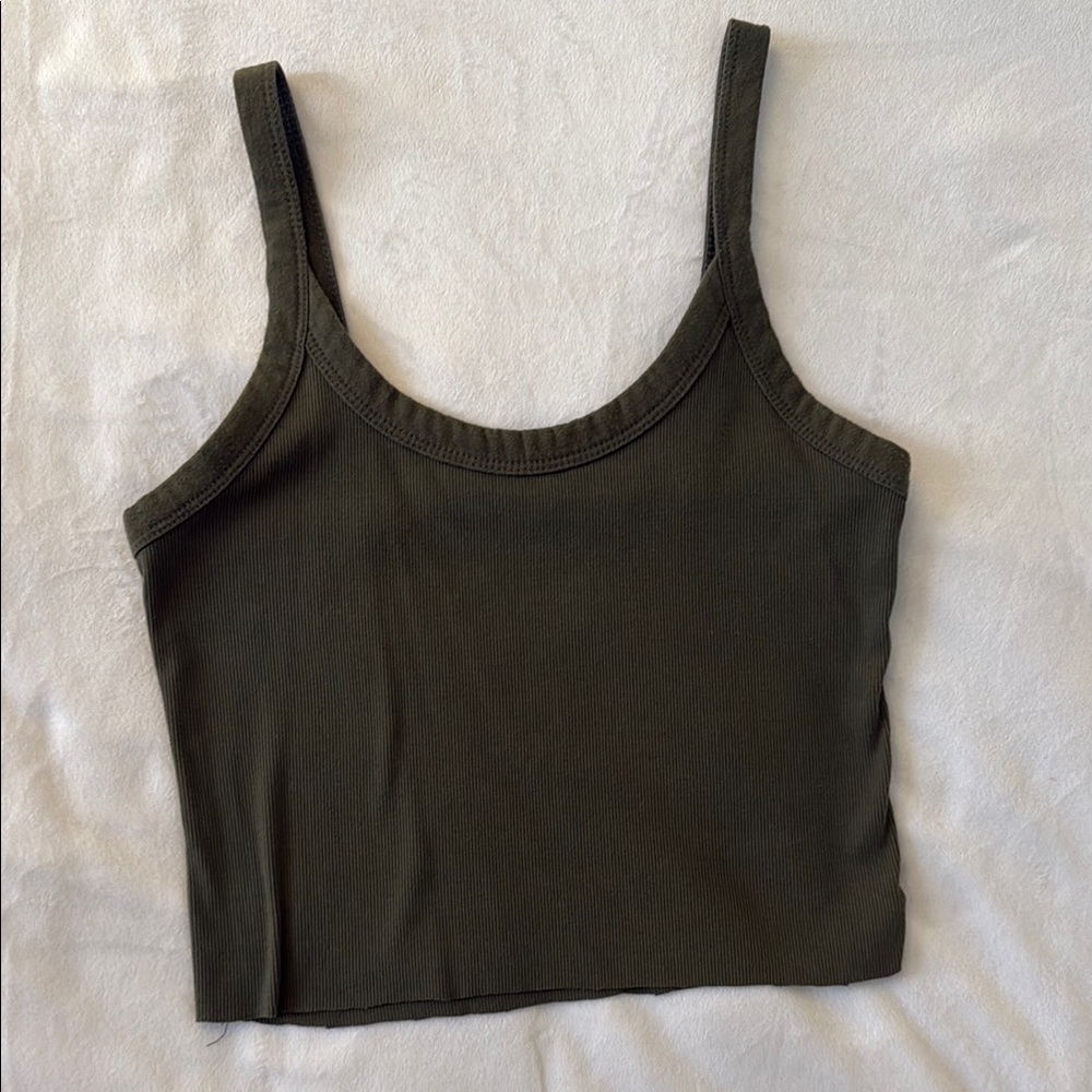 Wild Fable Olive Green Sleeveless Crop Tank Top
